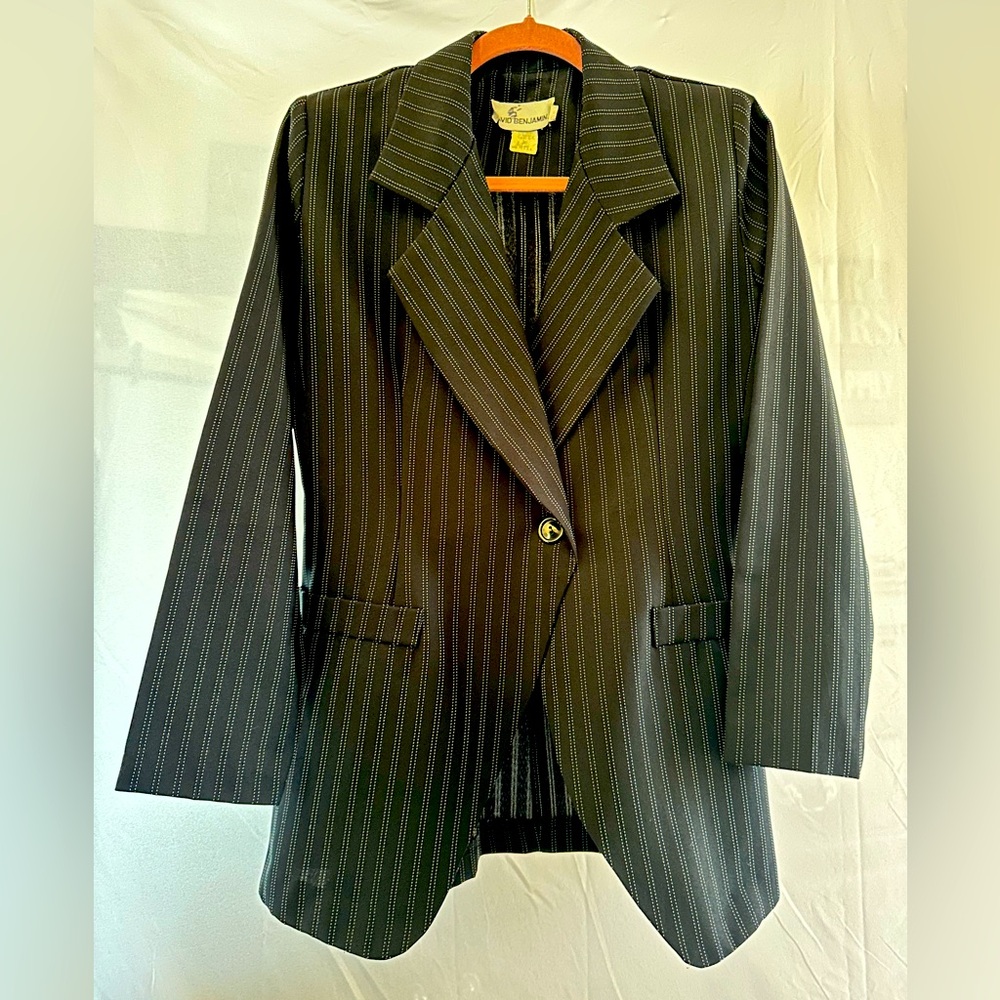Black with White Pin Stripe Blazer- Size 6
